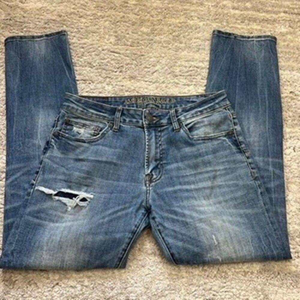 American Eagle Slim Fit Blue Denim Extreme Flex 4 Straight Leg Jeans Mens 32x32 - Picture 8 of 16
